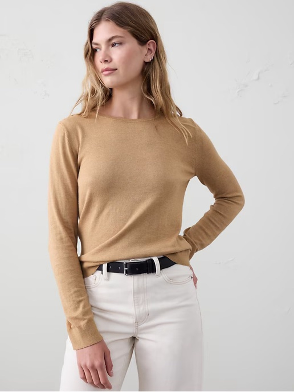 Banana Republic Factory Forever Crew Neck Sweater Camel Sz S